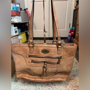 BOC Tan Shoulder Bag with Zipper Accents